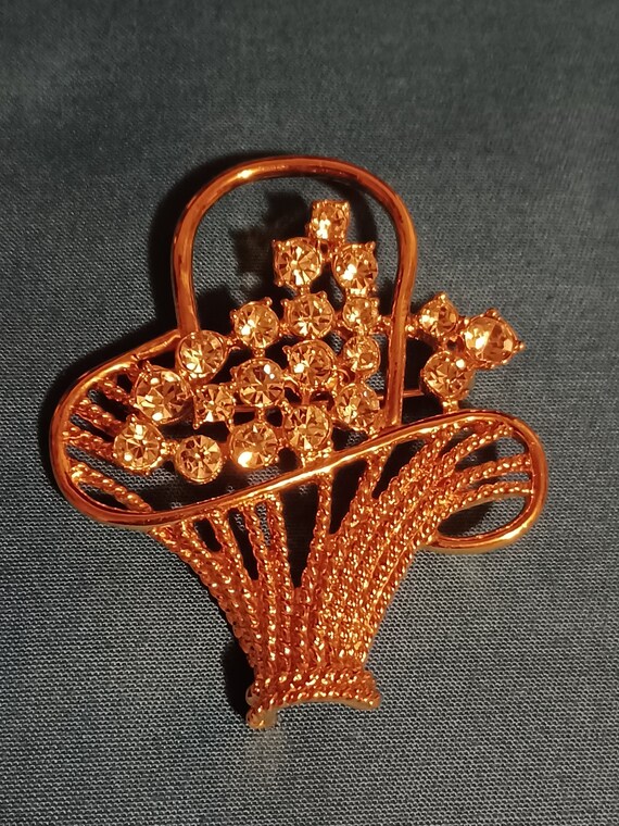 Flower Basket Brooch Signed Napier