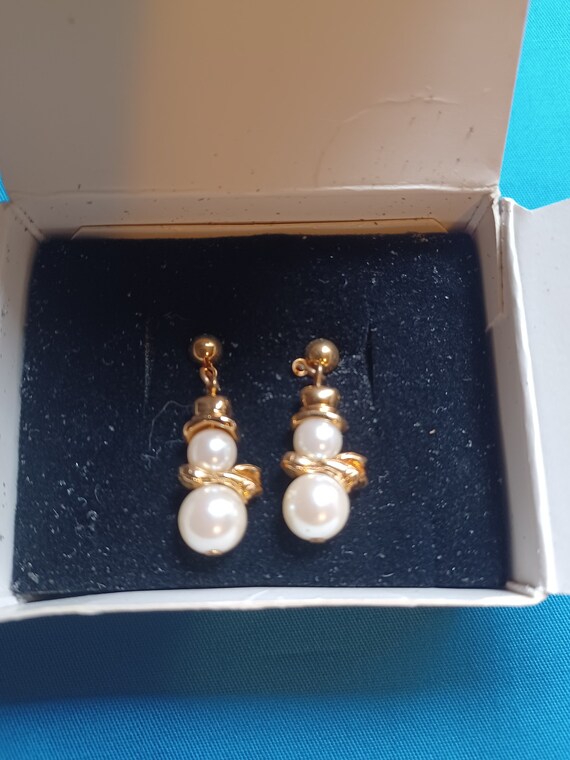 Avon pearly Snowman Earrings 1998 Etsy