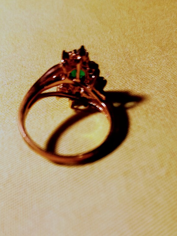 Synthetic Emerald and Cubic Zirconium Ring - image 2