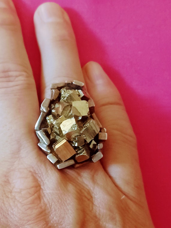 Sterling and Pyrite Ring - image 1