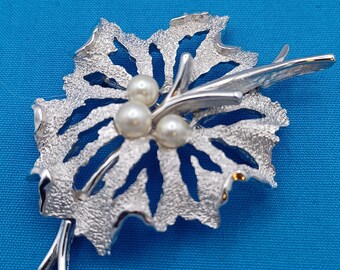 Trifari Faux Pearl Brooch