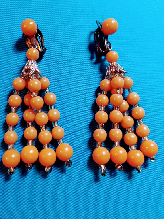 Faux Coral Beaded Earrings