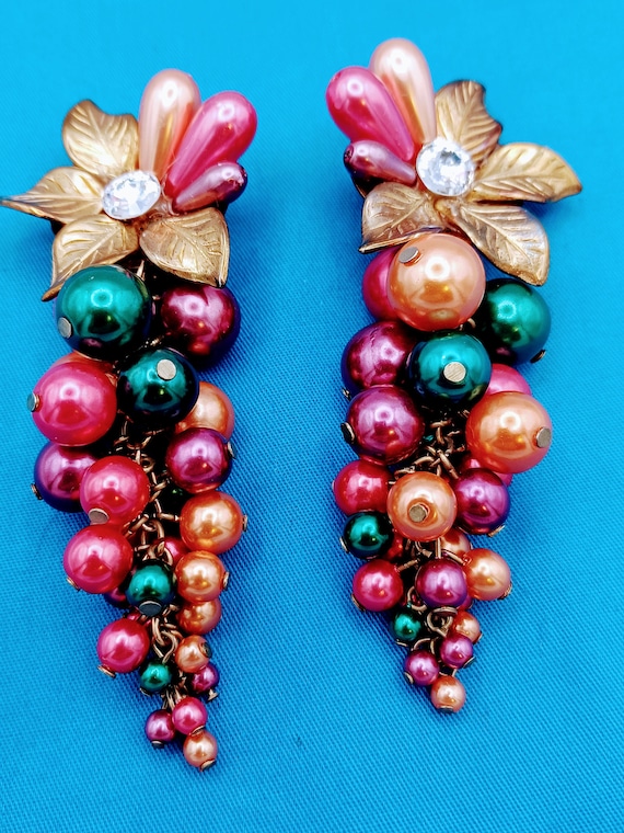 1980s Colorful Dangle Earrings