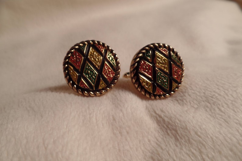 Sarah Coventry Mosaic Cuff Links-C.1972