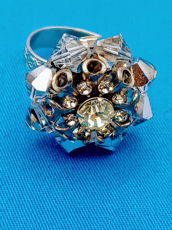 Rhinestone and Crystal Bead Ring