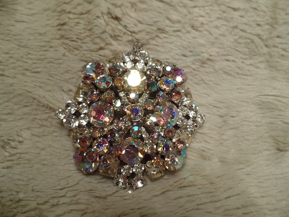 Huge 1950's Rhinestone Brooch-Unsigned Beauty
