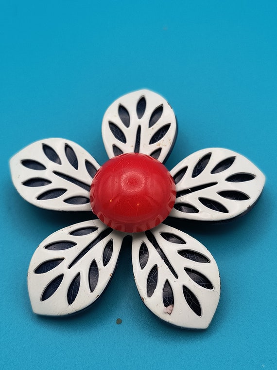 Enameled Flower with Patriotic Colors