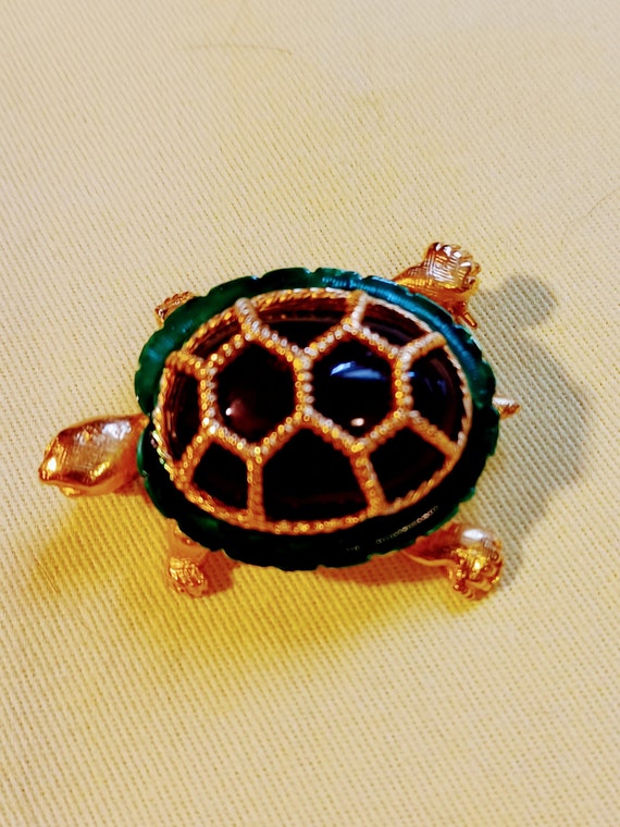 Enameled Turtle Brooch