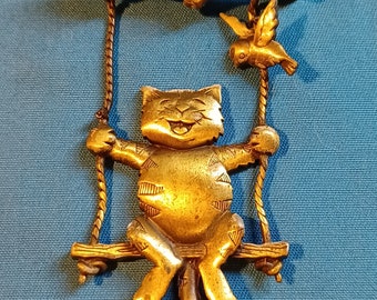 J.J. Brooch-Cat on a Swing