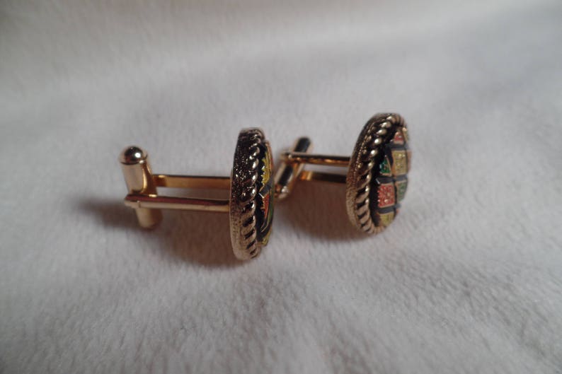 Sarah Coventry Mosaic Cuff Links-C.1972