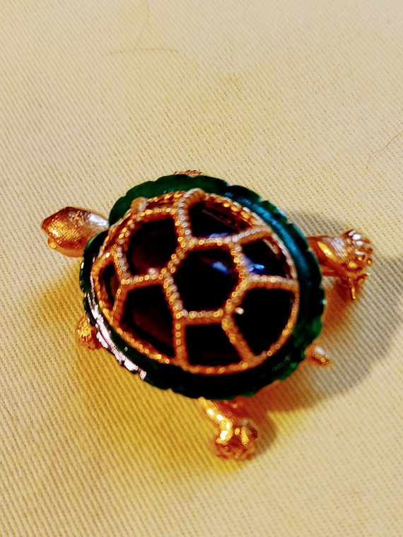 Enameled Turtle Brooch - image 2