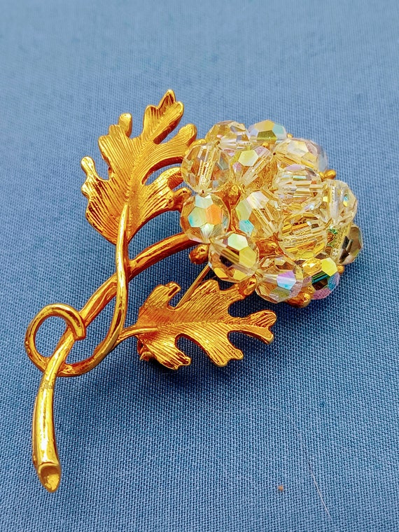 Crystal Bead Flower Brooch