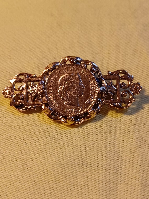 Faux Coin Brooch - image 1