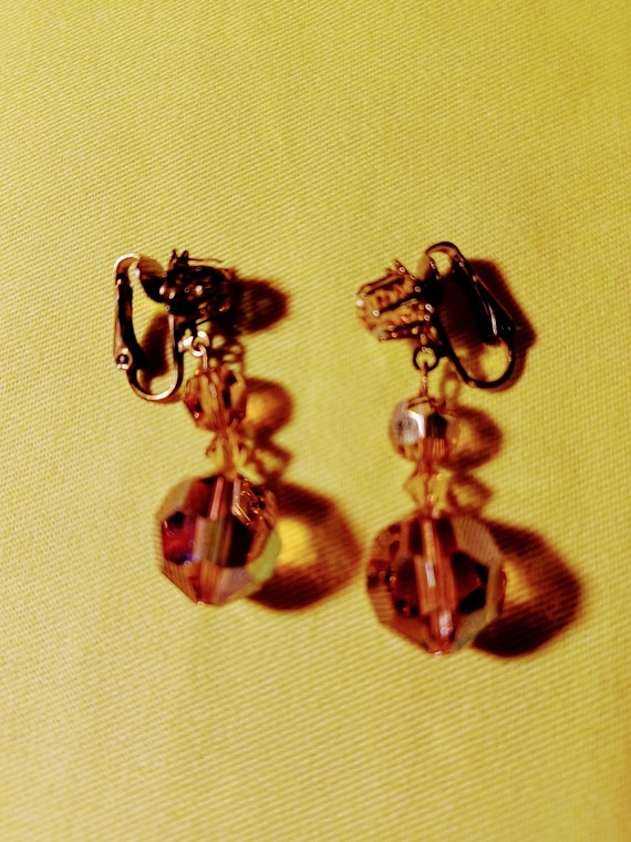 1950s Champagne Crystal Bead Earrings