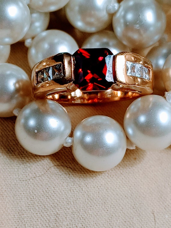 Ring with Faux Garnet Stone