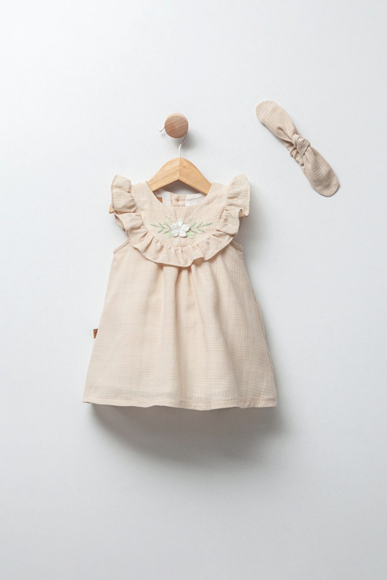 Frilly Robe Baby Dress Beige