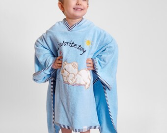 Bear Embroidered Poncho Kids Towel