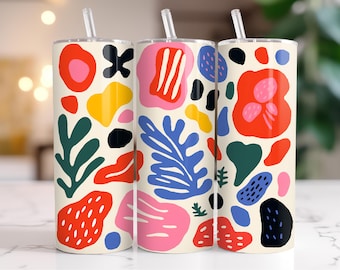 Abstract Aesthetic 20oz Insulated Tumbler with Lid and Straw | Personalized Gift | Colorful Tumbler | Abstract Tumbler | Trendy Tumbler