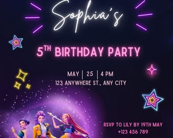 KPOP-Geburtstagsfeier-Einladung, KPOP-Einladungsvorlage, vollständig bearbeitbar, herunterladbar