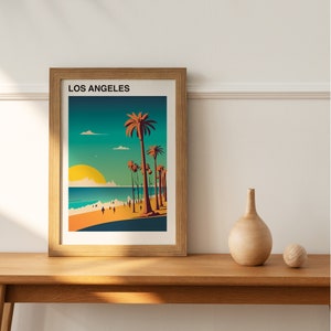 Los Angeles Vintage Poster, California Retro Poster, Travel Art Print, Vintage Wall Print, Travel Poster Print, LA Travel Poster, LA Retro