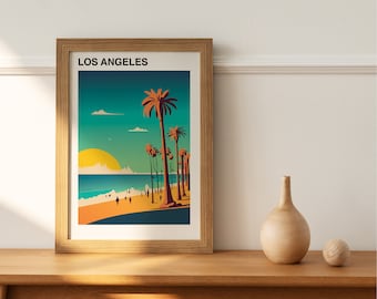 Los Angeles Vintage Poster, Californië Retro Poster, Travel Art Print, Vintage Wall Print, Travel Poster Print, LA Travel Poster, LA Retro