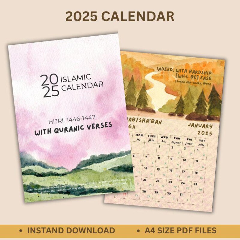 Islamic calendar 2025 in arabic Etsy.de