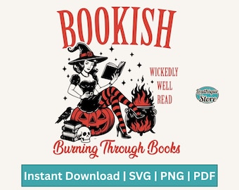 Halloween Bookish Witchy Book Club PNG SVG, Hot Girls Read, Wickedly Well Read Dark Romance Trendy Book Lover PNG Shirtsublimatieontwerpen