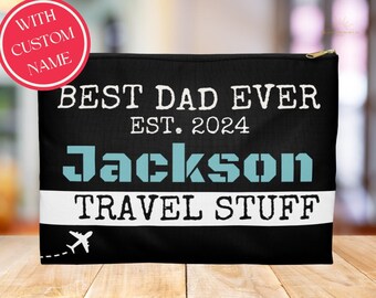 Bolsa personalizada para el día del padre, regalo de viaje para papá, personalizada para él, el mejor papá de todos los tiempos, accesorios para viajes personalizados para regalos de Navidad para papá