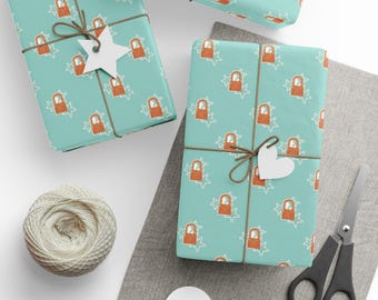 TS12 Showgirl Gift Wrapping Paper: Orange Lock & Mint Star