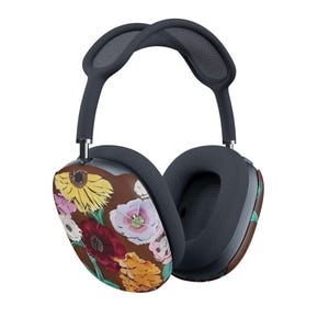headphones displaying matte airpod max protective cases with floral design showing the surprise piano flowers from taylors eras
