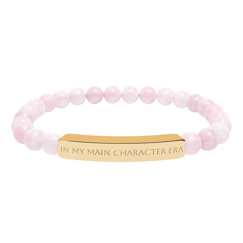 Braccialetto dell'amicizia Swifty Gift: Era del personaggio principale, pietra naturale, elastico Rose Quartz