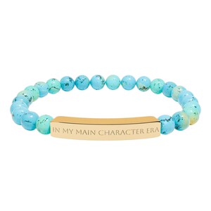 Braccialetto dell'amicizia Swifty Gift: Era del personaggio principale, pietra naturale, elastico Turquoise