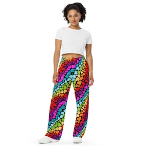 All-Over Print Unisex Hose mit weitem Bein, Stilvolle Lounge Hose, Bequeme Pyjama Hose, Verstellbare Taille Hose, Premium Strick Jersey Hose