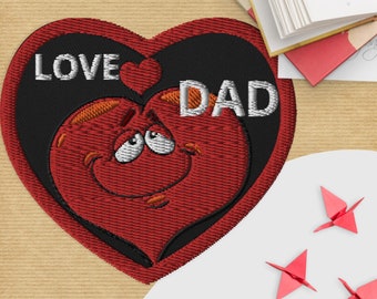 Love Dad Embroidered Patch | Icon Patches, Style Patches, Personality Patches, Durable Twill, Easy Iron-On or Sew-On, Stylish 3" Accessory