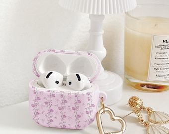 Lilac Flower AirPods Case, Cute Girly Aesthetic, Protective AirPod Cover with Keychain