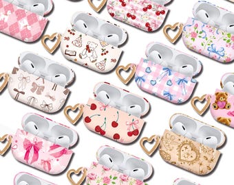 Cute Pink AirPods Case, Girly Aesthetic Cover with Keychain