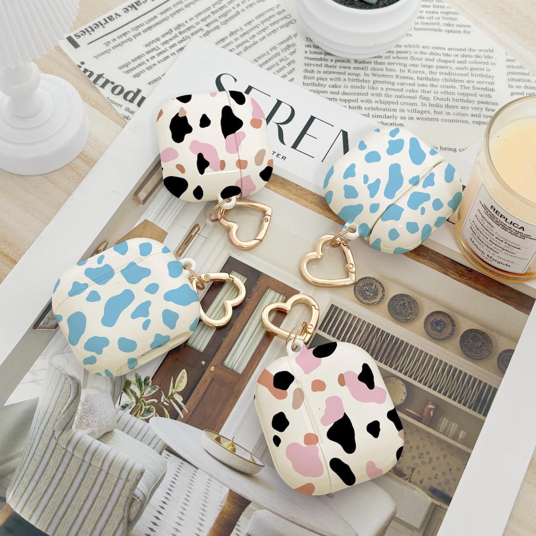 Cow Print Airpods Case, Girly Aesthetic, Protective Cover With