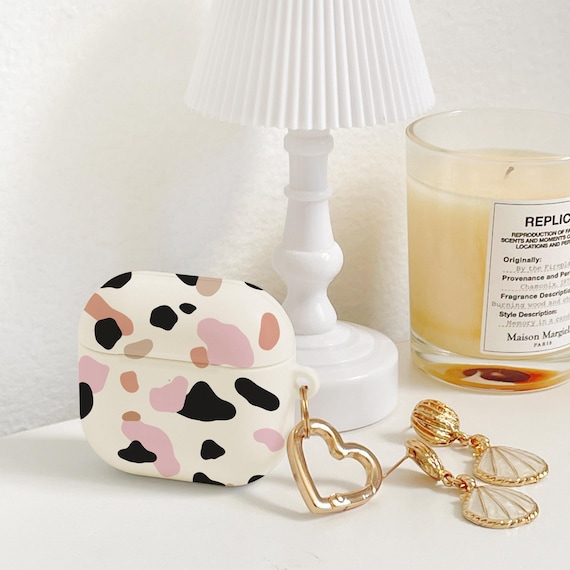 Cow Print Airpods Case, Aesthetic Protective Cover With Keychain