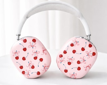 Cherry Coquette AirPods Max Case, Pink Glossy Protective Headphone Cover