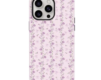 Lilac Floral iPhone Case, Rose Magsafe Tough Protective Cover
