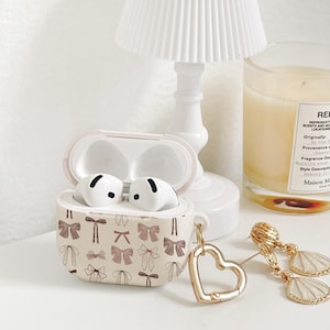 Bow Airpod Case for AirPods 4 3 2 / AirPods Pro 2 1, Ribbon Coquette Aesthetic AirPods Cover, Protective Apple Airpods Case with Keychain