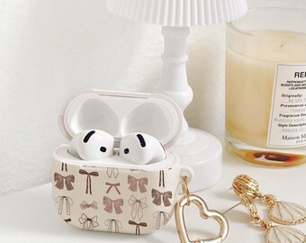 Bow AirPods Case, Coquette Aesthetic, Protective Apple AirPods Cover with Keychain