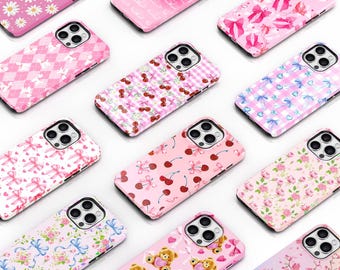 Coquette MagSafe iPhone Case, Glossy Bows Cherries Floral Bears (iPhone 12-16)