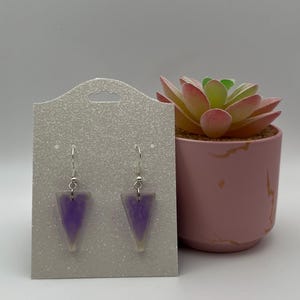 Handmade Resin Earrings, Lightweight Resin Earrings, Purple Earrings, Triangle Earrings, Hypoallergenic Earrings