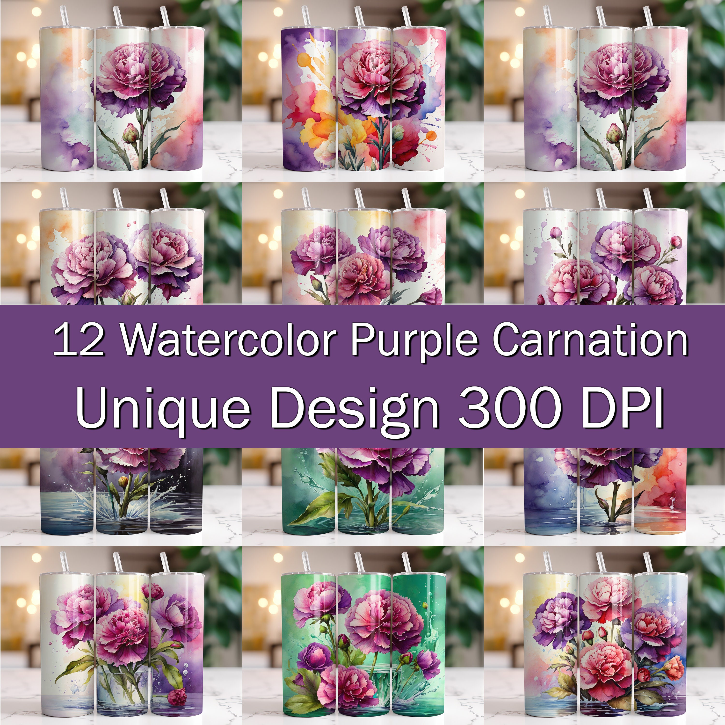 90+ Watercolor Floral Tumbler Wrap Bundle 20oz Skinny Tumbler Wrap Png ...