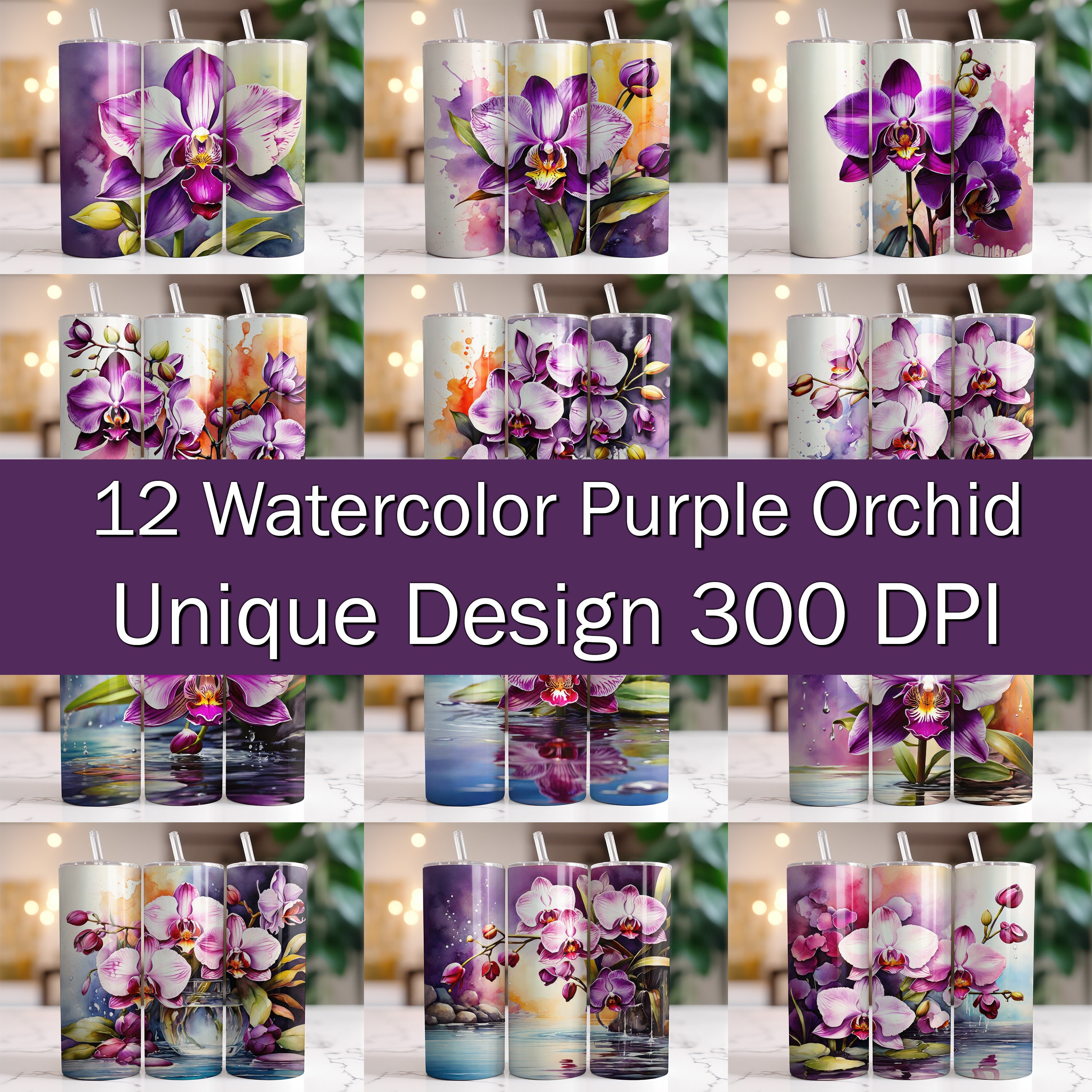 100+ Watercolor Floral Tumbler Wrap Bundle 20oz Skinny Tumbler Wrap Png ...