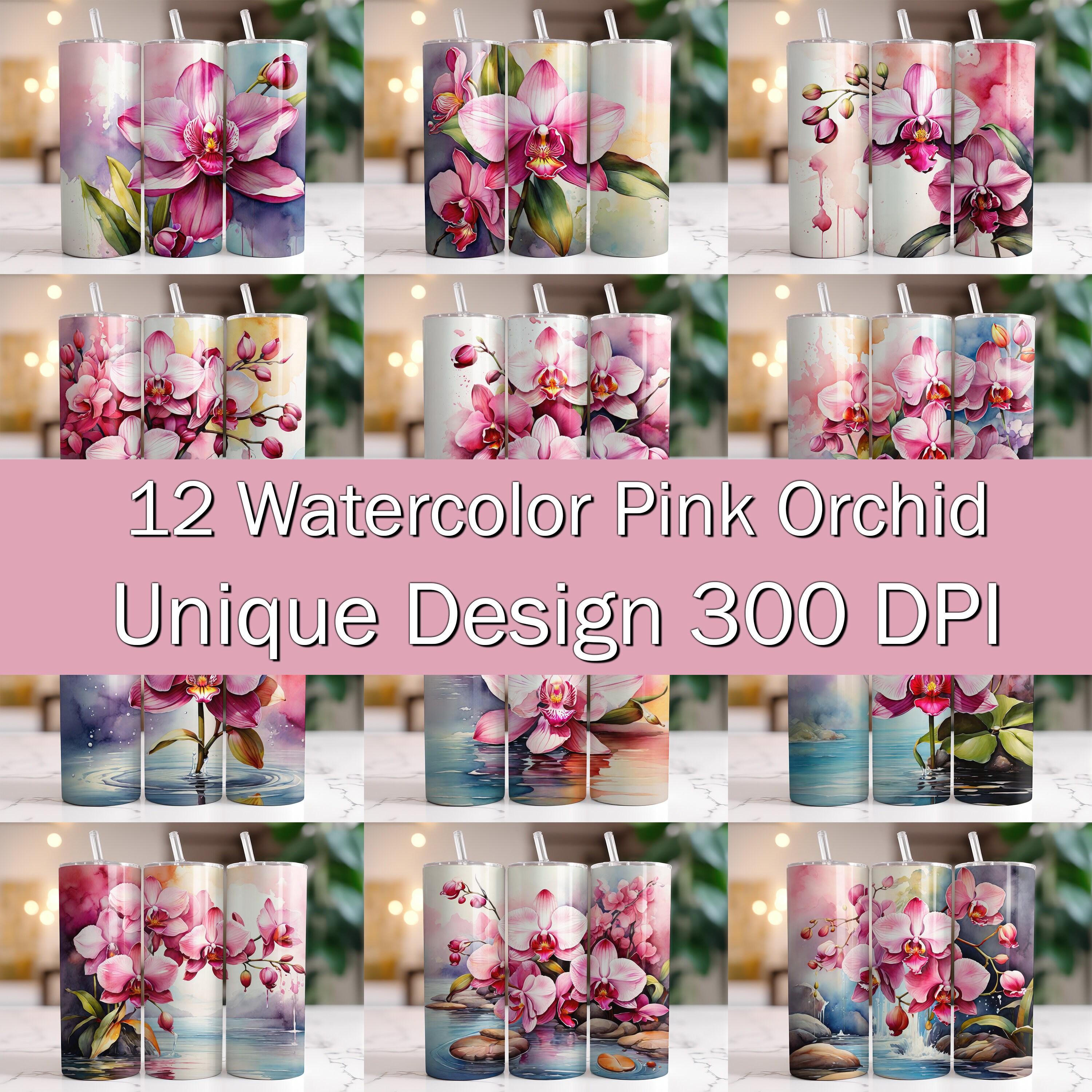 100+ Watercolor Floral Tumbler Wrap Bundle 20oz Skinny Tumbler Wrap Png ...