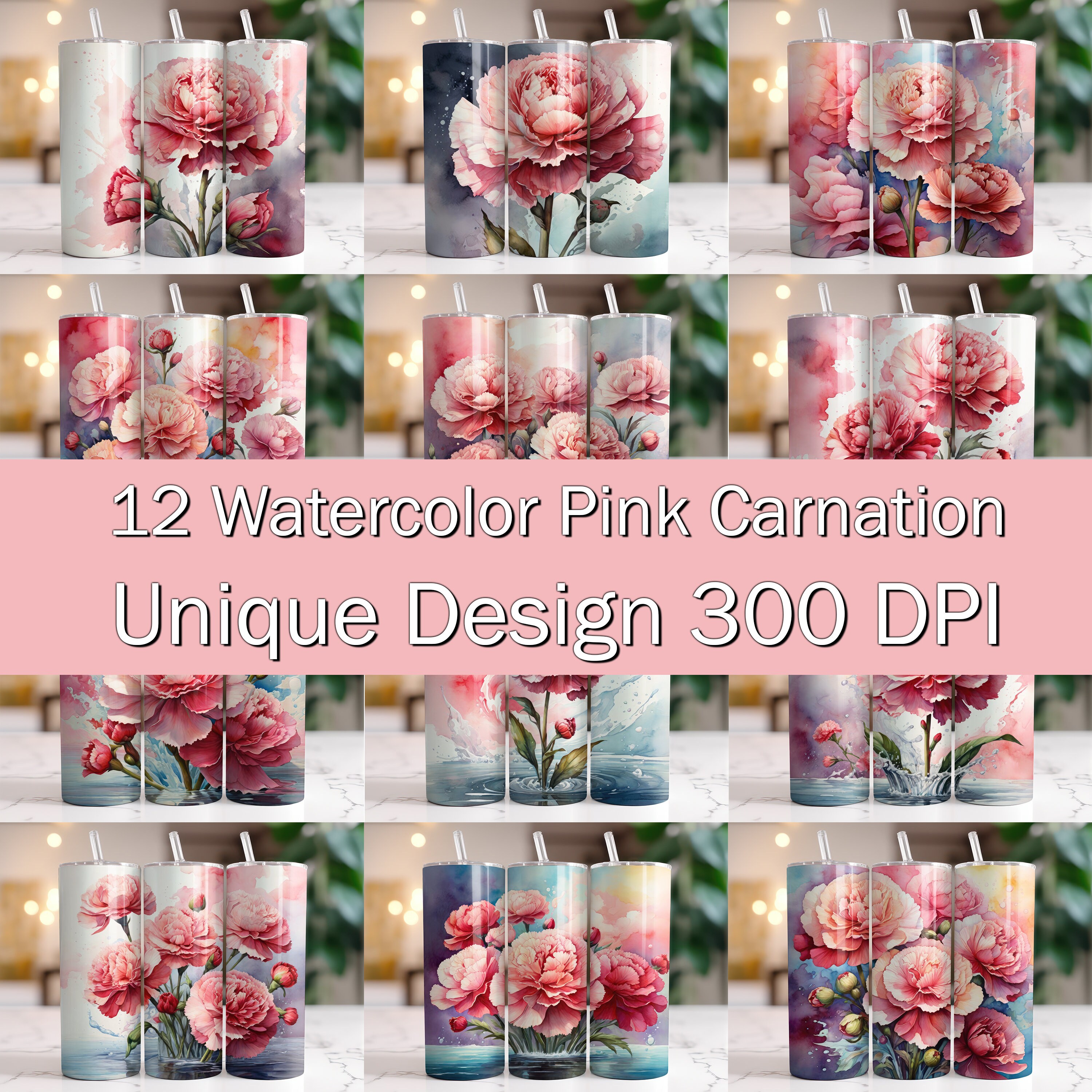 90+ Watercolor Floral Tumbler Wrap Bundle 20oz Skinny Tumbler Wrap Png ...