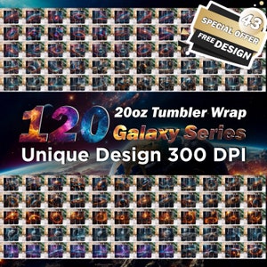 120 Galaxy Tumbler wrap bundle 20oz Skinny Tumbler wrap Sublimation Tumbler wrap Png Unique Design Digital Download with Free 43 design