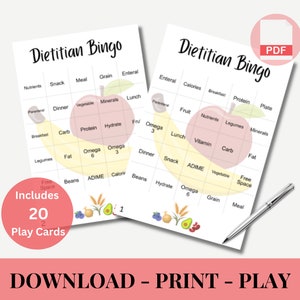 Bingo des diététistes, Bingo des diététistes, Jeu de la Journée des diététistes, Jeu du DR Day, Jeu de bingo des nutritionnistes